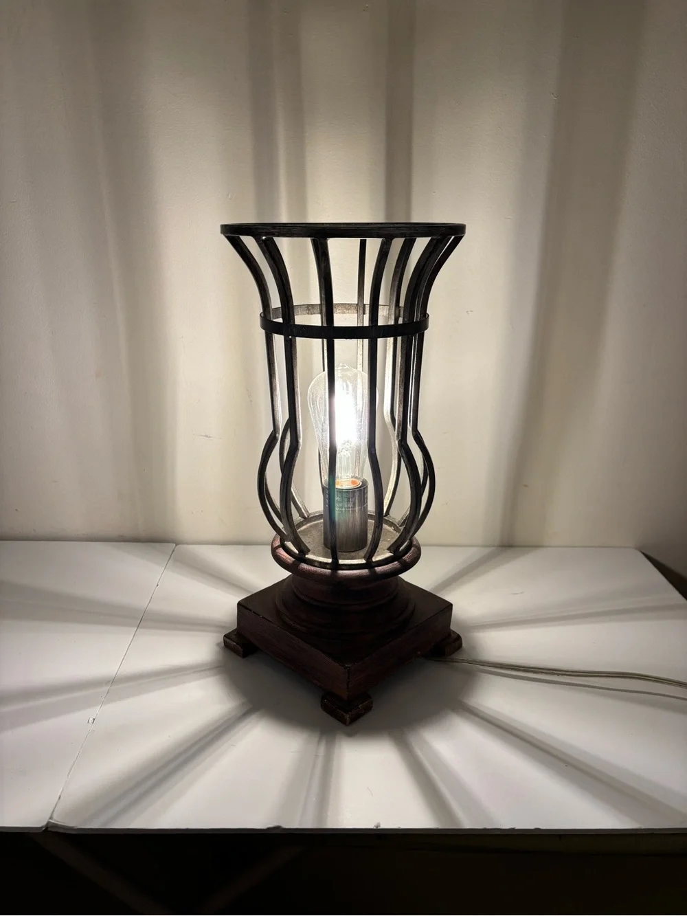 Metal Cage Table Lamp with/Bronze Finish-Accent Lamp-Modern/Rustic Vibe Up-light